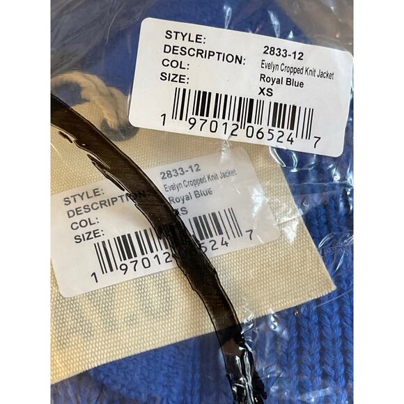 Ser.O.Ya Size XS NWT Evelyn Cropped Knit and Suede Cardigan Jacket Royal Blue - Picture 7 of 8